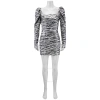 In The Mood For Love Ladies Grey Zebra Print Cocktail Dress In Grey