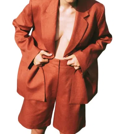 In The Mood For Love Lycia Linen Jacket In Burnt Tile In Multi