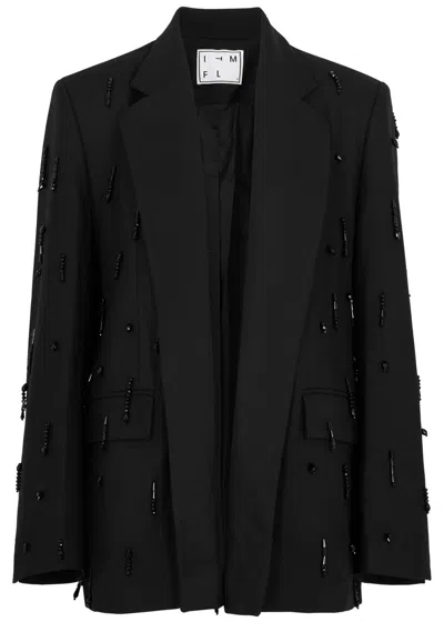 In The Mood For Love Milo Crystal-embellished Woven Blazer In Black