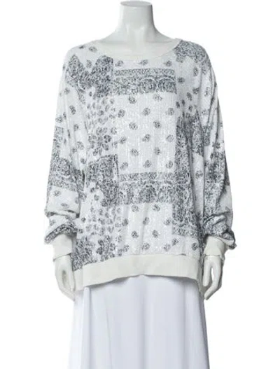 Pre-owned In The Mood For Love Patterned Crew Neck Sweatshirt In White