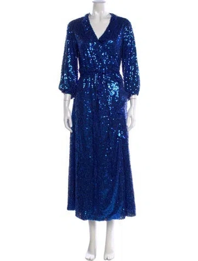 Pre-owned In The Mood For Love Patterned Long Dress In Blue