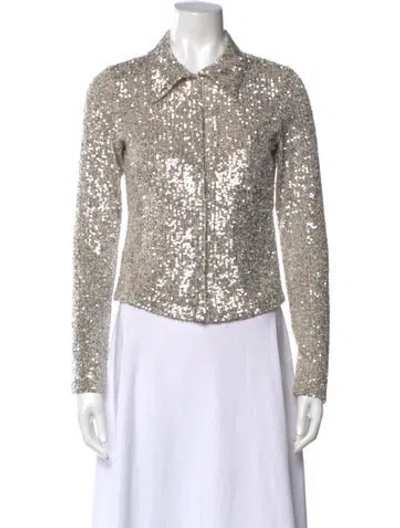 Pre-owned In The Mood For Love Patterned Long Sleeve Blouse In Silver