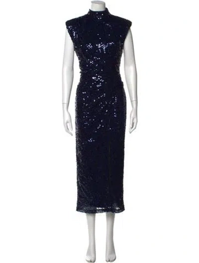 Pre-owned In The Mood For Love Patterned Midi Length Dress In Blue