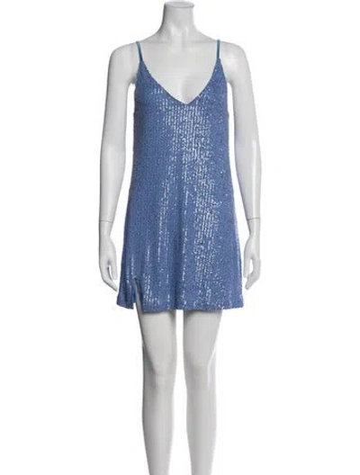 Pre-owned In The Mood For Love Patterned Mini Dress W/ Tags In Blue