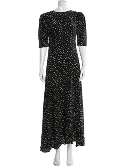 Pre-owned In The Mood For Love Polka Dot Print Long Dress In Black