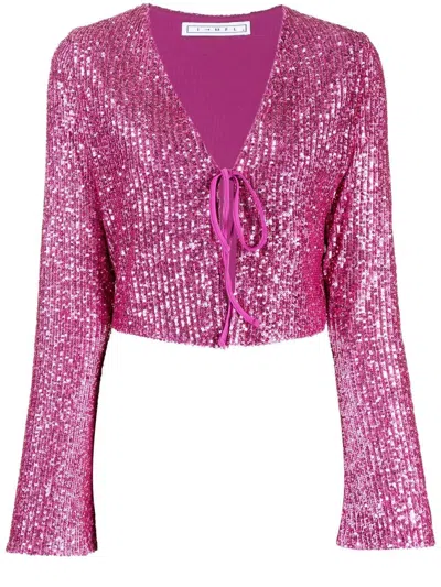 In The Mood For Love Ruddy Solid Sequin-embellished Blouse In Rosa