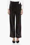 In The Mood For Love Sequined Clyde Pants With Wide Leg In Brown