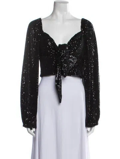 Pre-owned In The Mood For Love Square Neckline Long Sleeve Crop Top In Multi