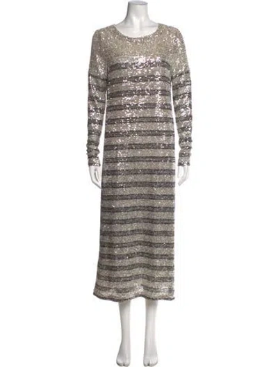 Pre-owned In The Mood For Love Striped Long Dress In Neutrals
