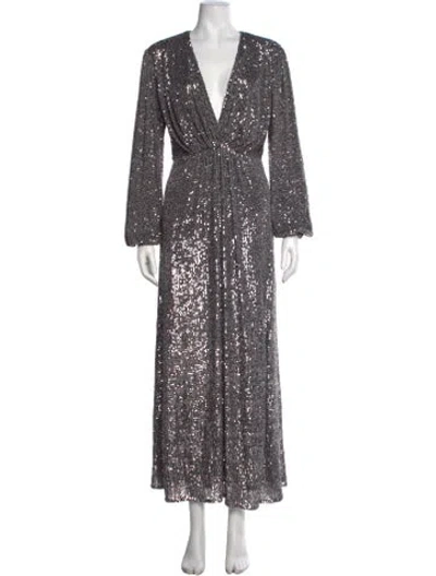 Pre-owned In The Mood For Love V-neck Long Dress In Silver