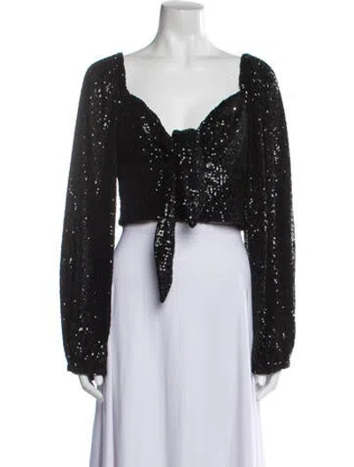 Pre-owned In The Mood For Love V-neck Long Sleeve Crop Top In Multi