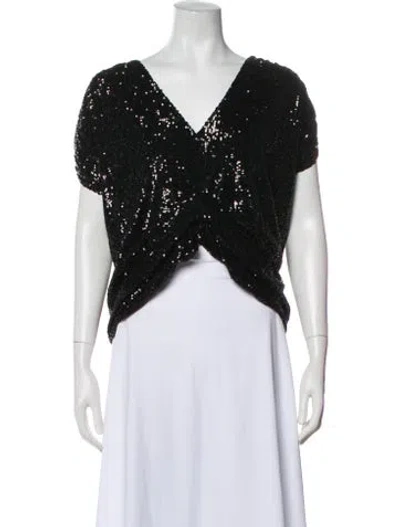 Pre-owned In The Mood For Love V-neck Short Sleeve Top W/ Tags In Black