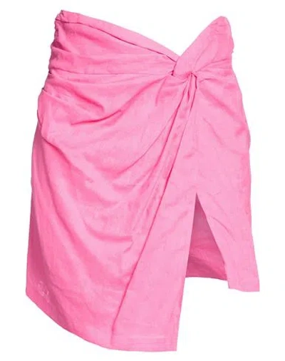 In The Mood For Love Woman Mini Skirt Fuchsia Size S Linen, Cotton In Pink