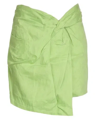 In The Mood For Love Woman Mini Skirt Lime Green Size S Linen, Cotton