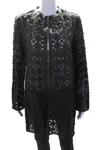 In Transit 2 Womens Black Leather Mesh Crew Neck Long Sleeve Jacket In Black