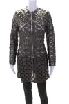 In Transit 2 Womens Bronze Lamb Leather Lazer Mesh Tunic Long Sleeve Jacket In Brown