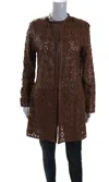 In Transit 2 Womens Brown Leather Mesh Crew Neck Long Sleeve Jacket In Brown