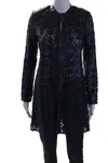 In Transit 2 Womens Navy Leather Mesh Crew Neck Long Sleeve Jacket In Blue
