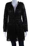 In Transit Womens Laser Cut Metallic Mesh Leather Jacket Dark Brown Black Medium In Black