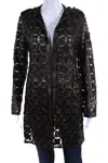 In Transit Womens Laser Cut Metallic Mesh Leather Jacket Dark Brown Black Medium In Brown