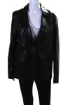 In Transit Womens Leather Wide Lapel Single Button Jacket Black In Black