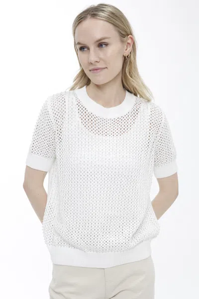 In2 By Incashmere Allover Mesh & Pearls Pullover In White
