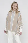 In2 By Incashmere Cashmere Blend Stripe Poncho With Sparkle In Brown