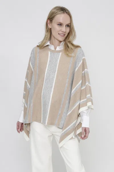 In2 By Incashmere Cashmere Blend Stripe Poncho With Sparkle In Brown