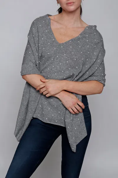 In2 By Incashmere Cashmere Blend Topper With Pearls In Gray