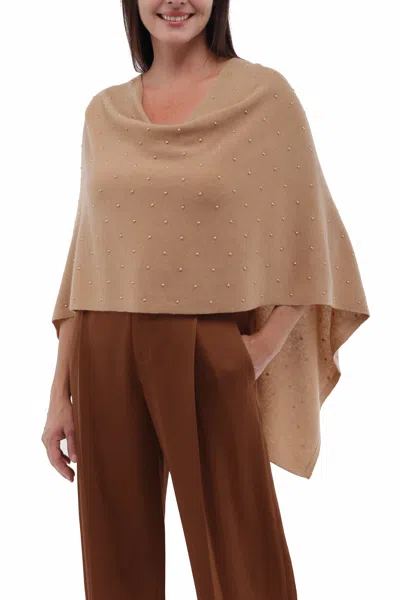 In2 By Incashmere Cashmere Blend Topper With Pearls In Neutral