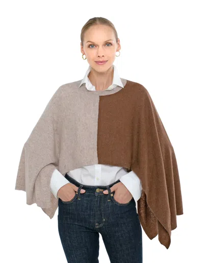 In2 By Incashmere Cashmere Color Blocked Poncho In Brown