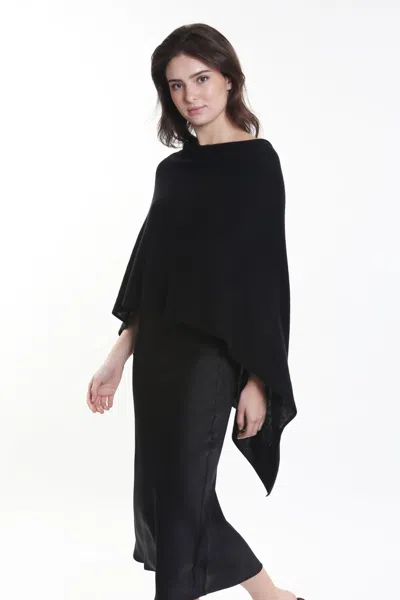 In2 By Incashmere Cashmere Long Elegant Poncho Top In Black