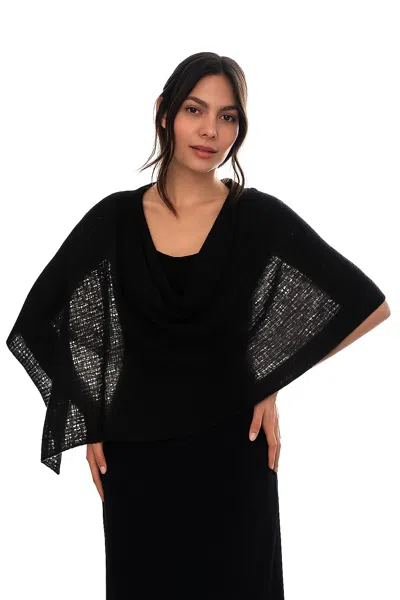 In2 By Incashmere Cashmere Pointelle Poncho In Black
