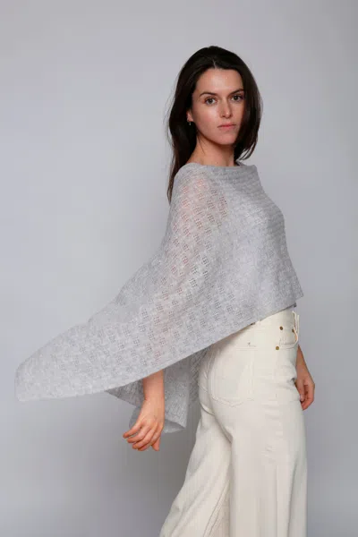 In2 By Incashmere Cashmere Pointelle Poncho In Gray