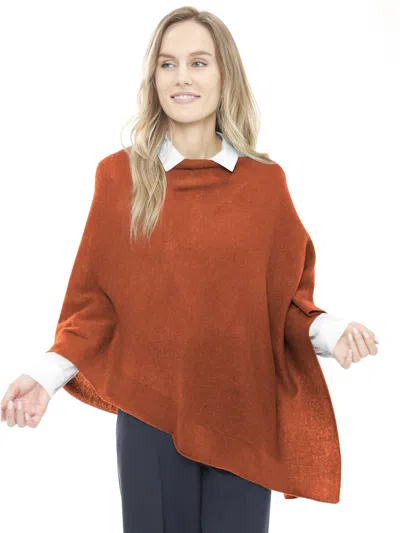 In2 By Incashmere Cashmere Poncho With Textured Border In Brown