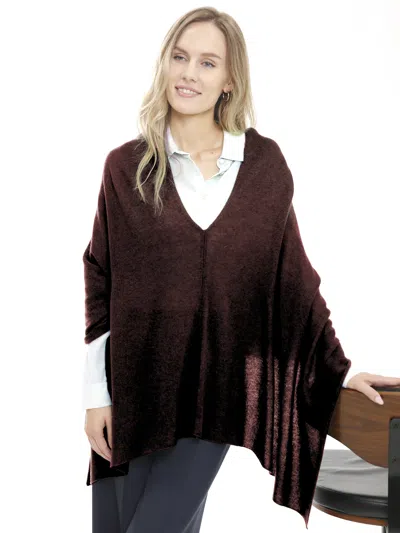 In2 By Incashmere Cashmere Poncho With Textured Border In Brown