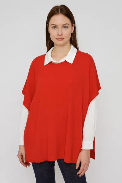 In2 By Incashmere Cashmere Versatile Pullover Poncho In Red