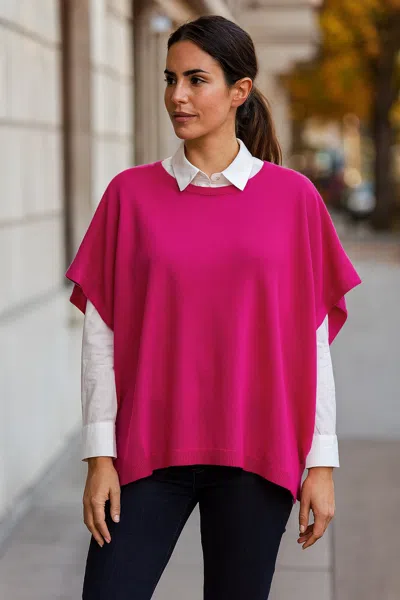 In2 By Incashmere Cashmere Versatile Pullover Poncho In Red