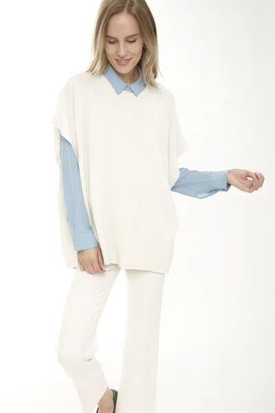 In2 By Incashmere Cashmere Versatile Pullover Poncho In White