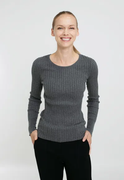 In2 By Incashmere Cotton Cashmere Blend Long Sleeve Crew Turtleneck Pullover In Gray