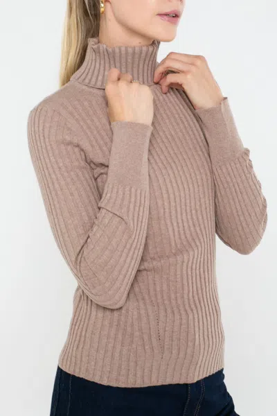 IN2 BY INCASHMERE COTTON CASHMERE BLEND LONG SLEEVE RIB TURTLENECK PULLOVER