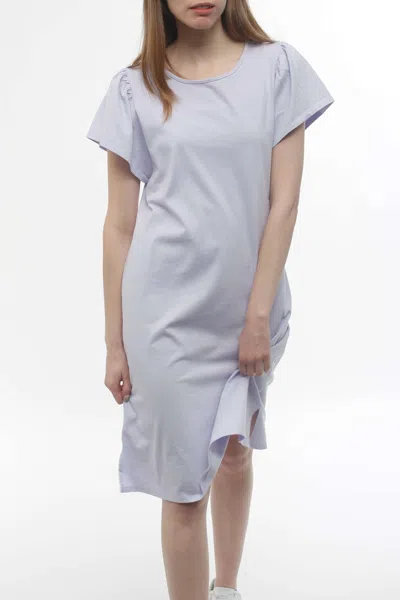 In2 By Incashmere Cotton Jersey Flutter Sleeve Crew Neck Dress In Gray