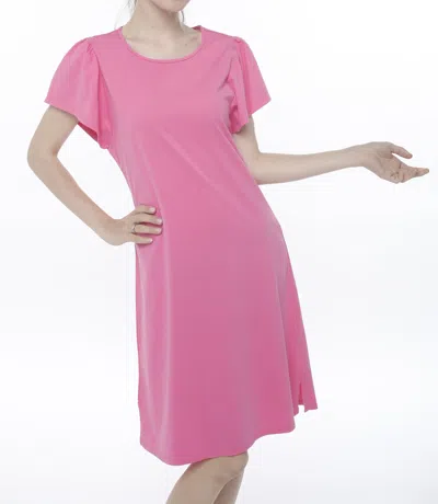 In2 By Incashmere Cotton Jersey Flutter Sleeve Crew Neck Dress In Pink