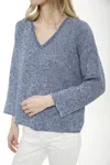 In2 By Incashmere Multi Color Marled V-neck Pullover In Blue
