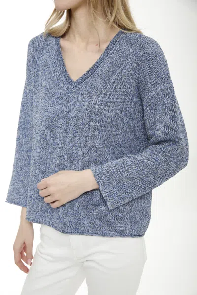 In2 By Incashmere Multi Color Marled V-neck Pullover In Blue