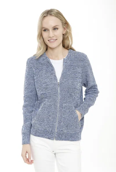 In2 By Incashmere Multi Color Marled Zip Front Cardigan In Blue