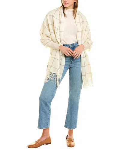 In2 By Incashmere Windowpane Cashmere Wrap In White