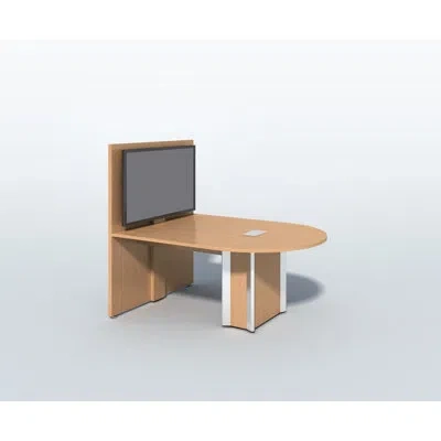 In2 Design Curved End Conference Table With Power Modules In Castle Oak