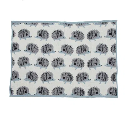 In2green Baby Cotton Knit Blanket - Hedgehog - Blue