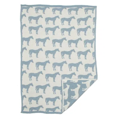 In2green Baby Reversible Cotton Knit Blanket - Pony - Blue